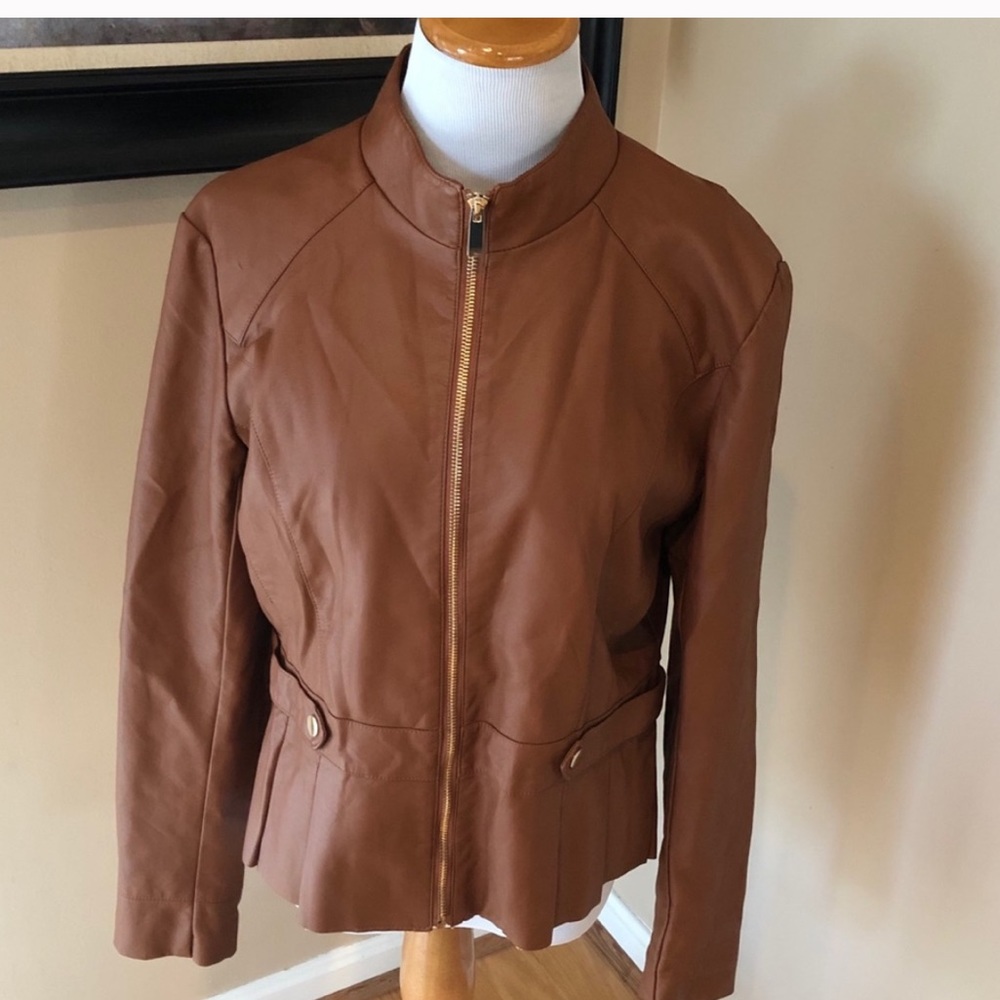 New York & Company Brown Faux Leather Jacket NWT